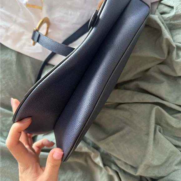 Dior Navy Grained Leather Medium Saddle Bag - Picture 8 of 13